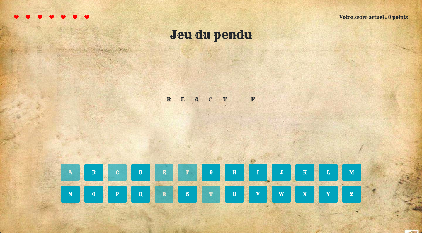 Image d'illustration de l'application web Hangman Game ReactJS!